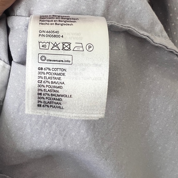 H&M Size 10 Women’s Light Gray Button Down Long Sleeve Shirt White Polka Dots - Picture 3 of 7